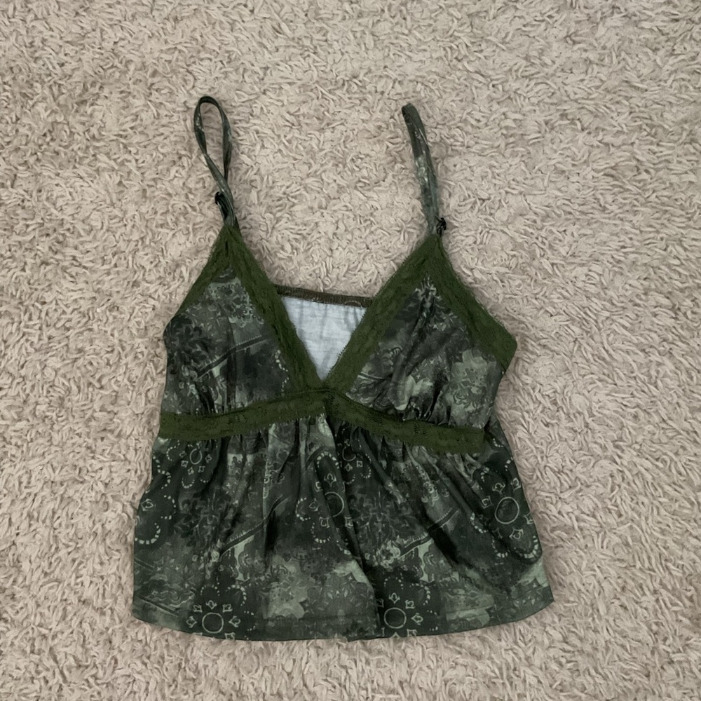 Green Patterned Women's Top